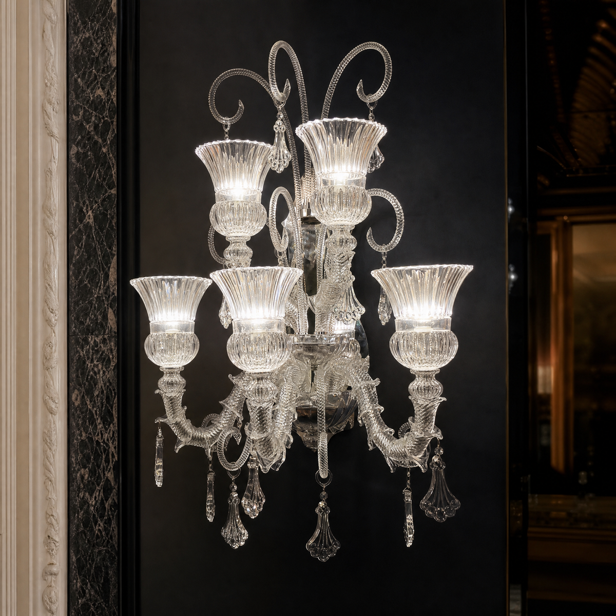 5-Light Two-Tier Twisted Glass Wall Sconce