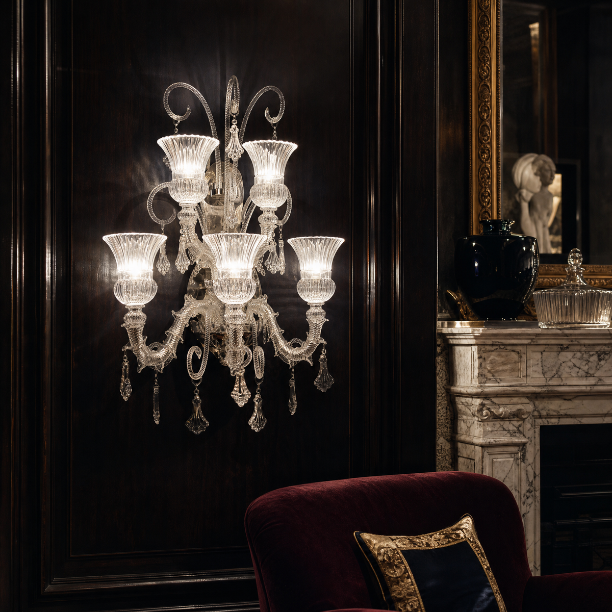 5-Light Two-Tier Twisted Glass Wall Sconce