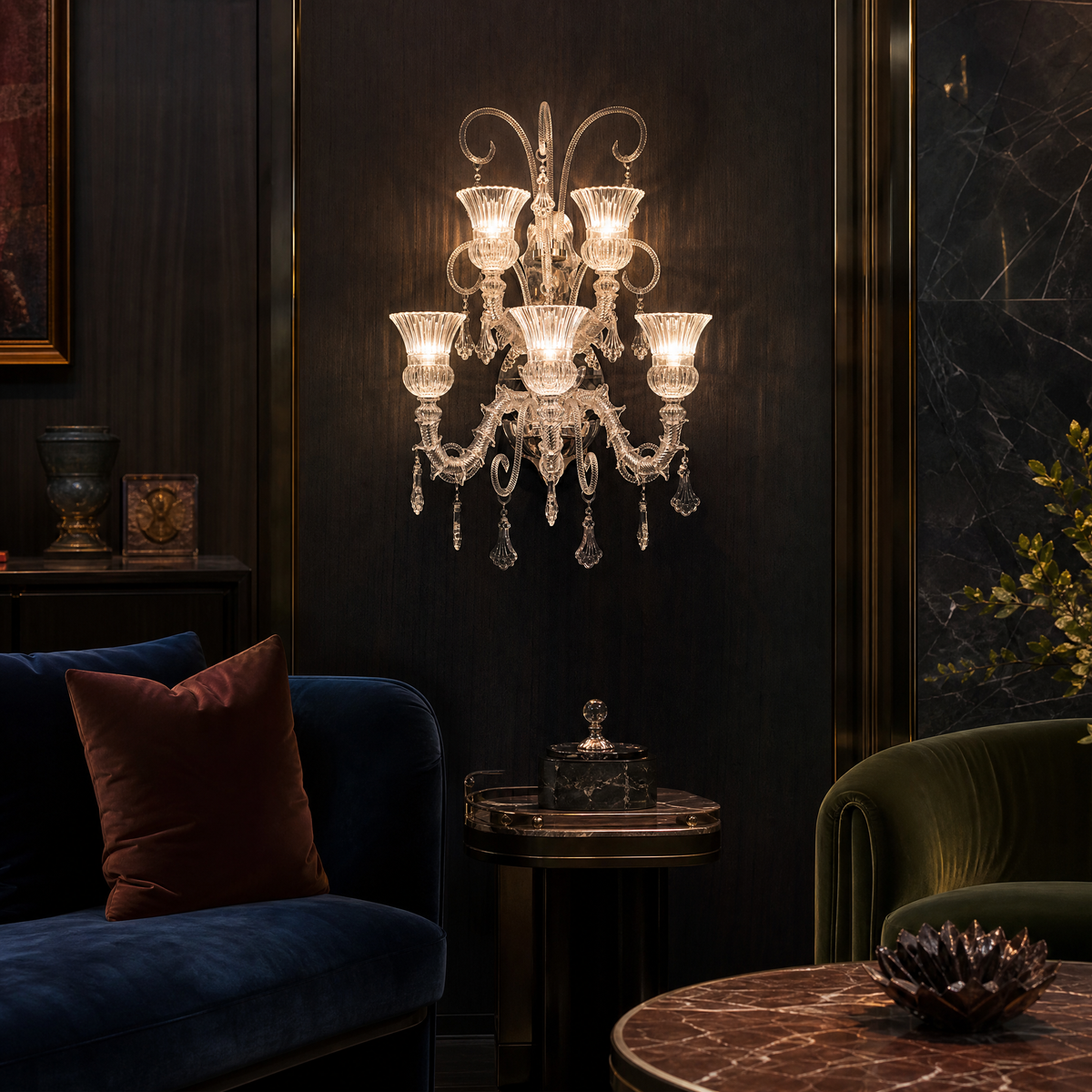 5-Light Two-Tier Twisted Glass Wall Sconce