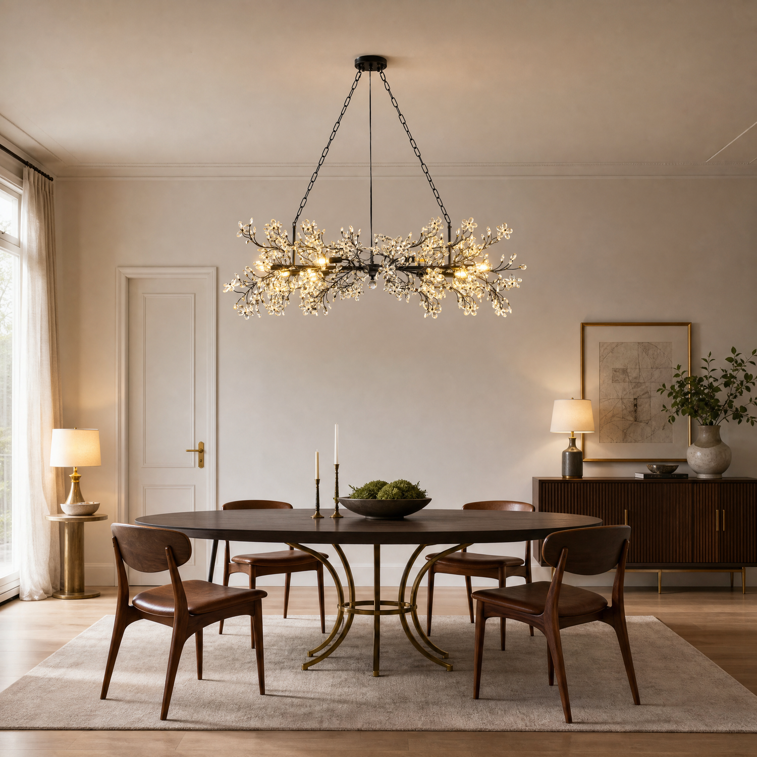51" Modern Black Crystal Tree Branch Chandelier