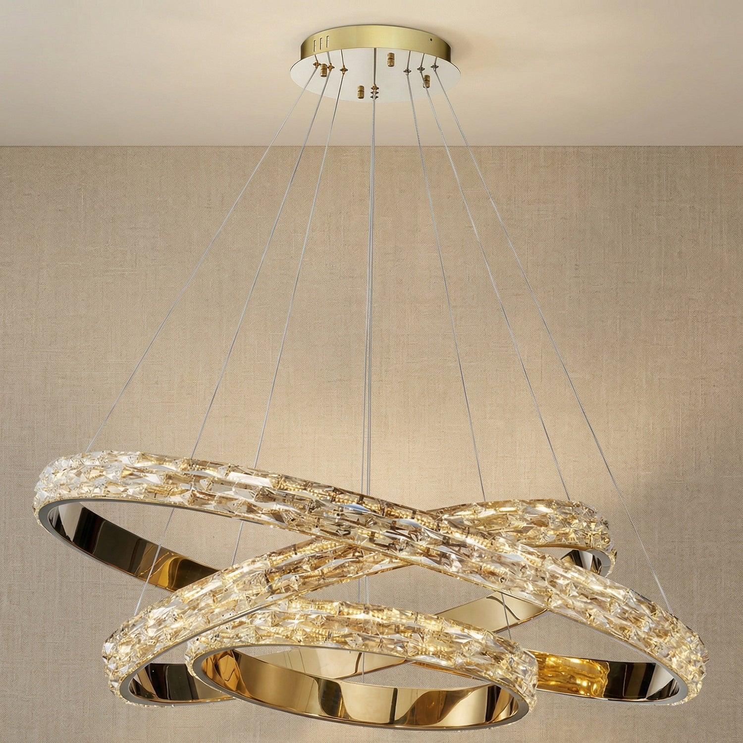 Vega Triple Ring Crystal Chandelier