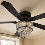 52" Wood Blade Ceiling Fan with Integrated Crystal Chandelier