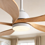 52" Wood Blade Ceiling Fan with Integrated LED Disc Light