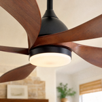 52" Wood Blade Ceiling Fan with Integrated LED Disc Light