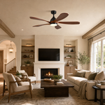 52" Wood Blade Ceiling Fan with Integrated LED Disc Light