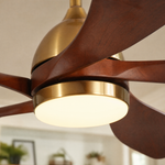52" Wood Blade Ceiling Fan with Integrated LED Disc Light