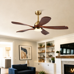 52" Wood Blade Ceiling Fan with Integrated LED Disc Light