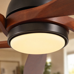 52" Wood Blade Ceiling Fan with Integrated LED Disc Light