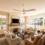 52" Wood Blade Downrod Ceiling Fan with Integrated LED Disc Light