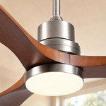 52" Wood Blade Downrod Ceiling Fan with Integrated LED Disc Light