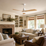 52" Wood Blade Downrod Ceiling Fan with Integrated LED Disc Light