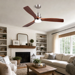 52" Wood Blade Downrod Ceiling Fan with Integrated LED Disc Light