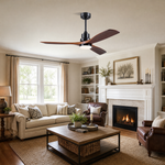 52" Wood Blade Downrod Ceiling Fan with Integrated LED Disc Light