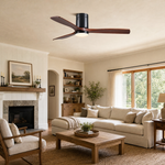52" Wood Blade Flush Mount Ceiling Fan with LED Disc Light