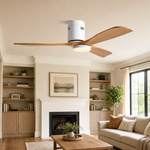 52" Wood Blade Flush Mount Ceiling Fan with LED Disc Light