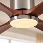 52" Wood Blade Flush Mount Ceiling Fan with LED Disc Light