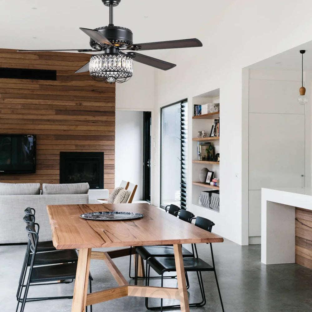 52’’ Dual-Finish Reversible Ceiling Fan with LED Light & Remote Control ceiling light