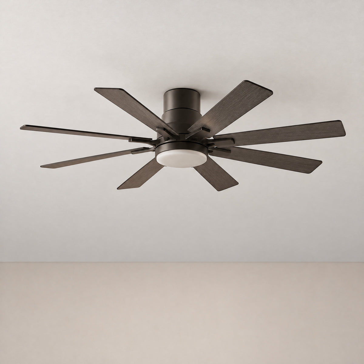 52" Grey Plywood Blade Flush Mount Ceiling Fan – lights off