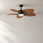 52" Palm Leaf Ceiling Fan with Caged Waterproof Dome – lights on