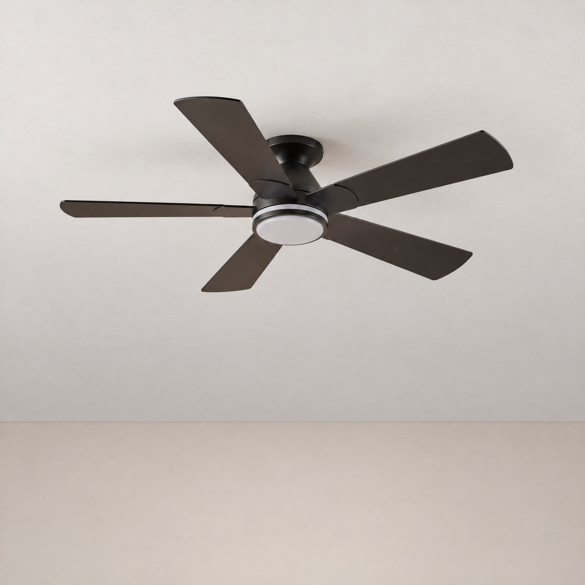 52" Reversible Wood Blade Flush Mount Ceiling Fan – lights off