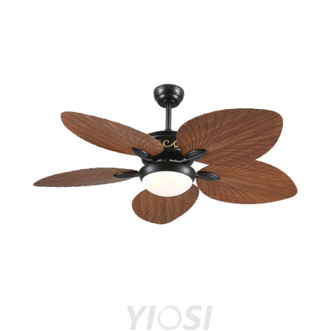 52 Inch Vintage Banana Leaf Ceiling Fan with Adjustable LED Light ceiling light