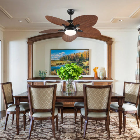 52-Inch Vintage Banana Leaf Ceiling Fan with Adjustable LED Light ceiling light