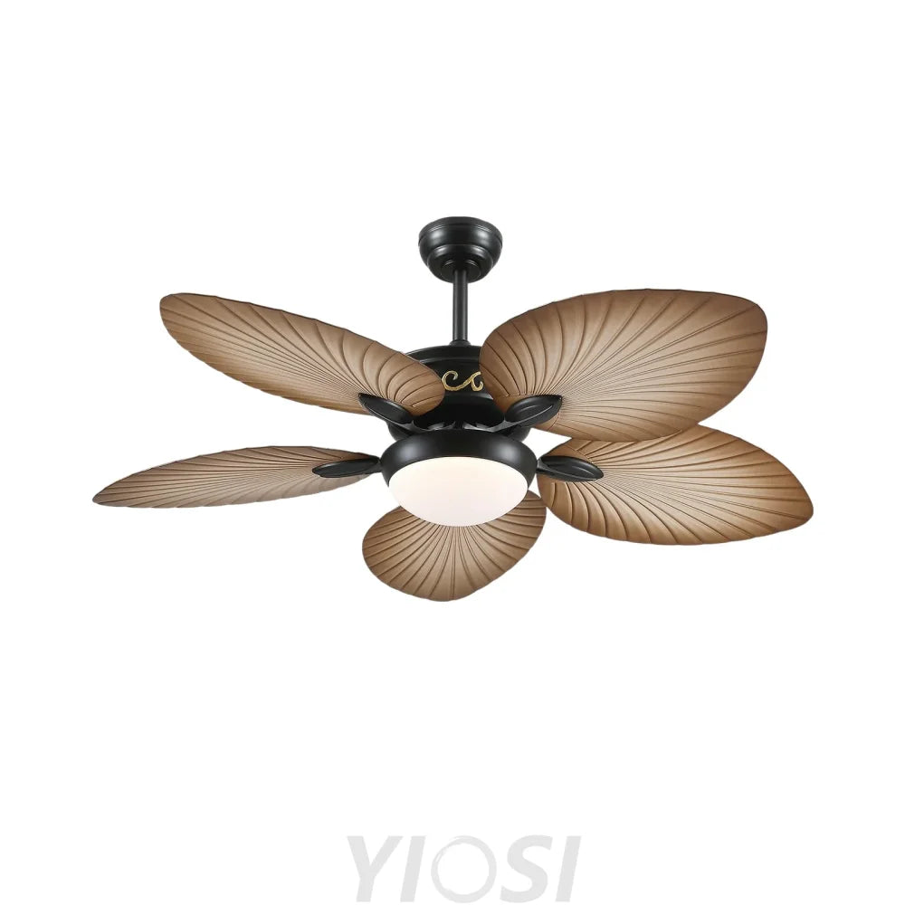 52 Inch Vintage Banana Leaf Ceiling Fan with Adjustable LED Light ceiling light