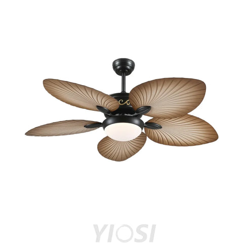 52 Inch Vintage Banana Leaf Ceiling Fan with Adjustable LED Light ceiling light