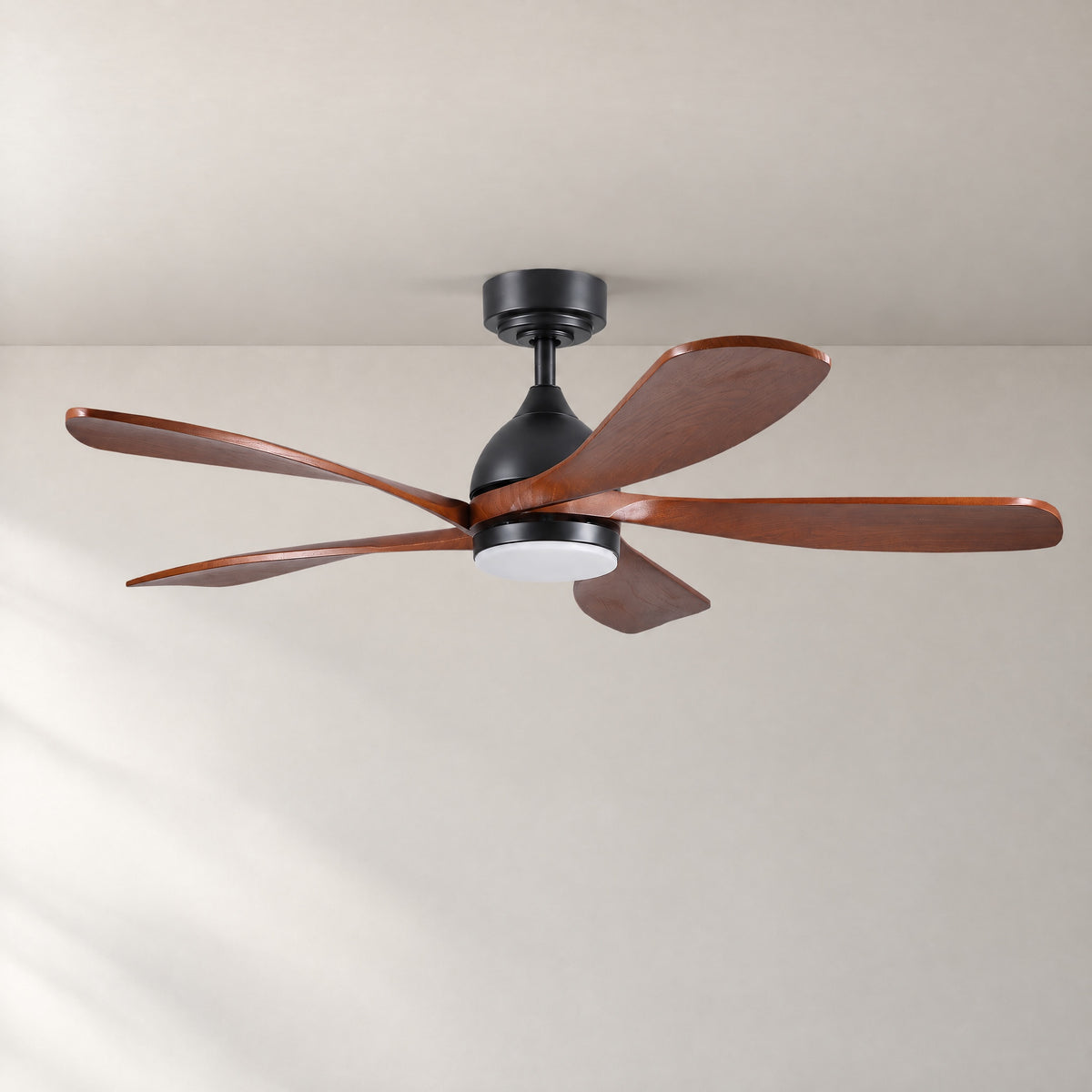 Yiosi Modern 52-Inch Wood Ceiling Fan with Dimmable LED Light – lights off