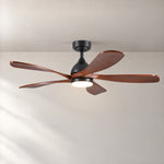 Yiosi Modern 52-Inch Wood Ceiling Fan with Dimmable LED Light – lights on