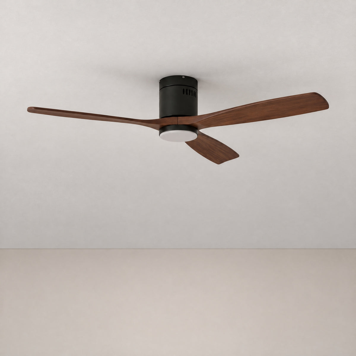 Yiosi 52-Inch Wood Blade Flush Mount Ceiling Fan with LED Disc Light – lights off