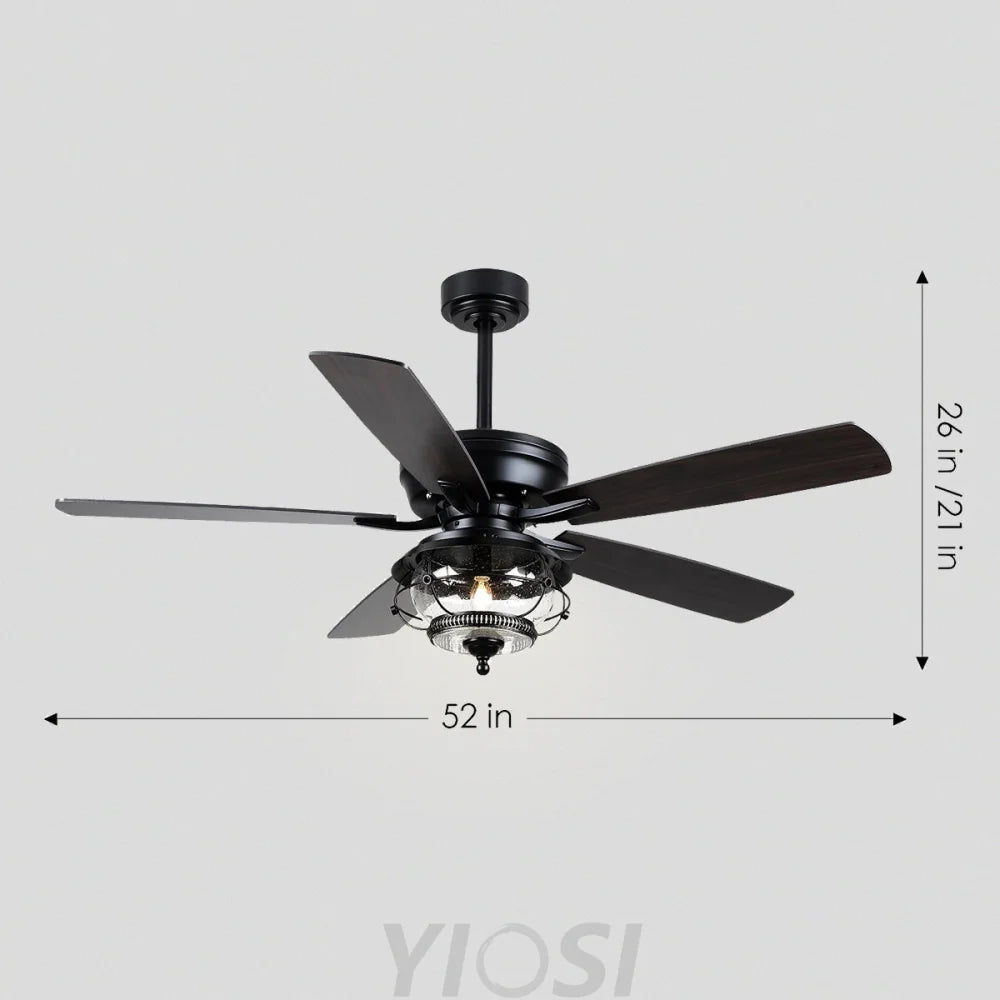 52’’ Modern Outdoor Ceiling Fan with Light & Remote – Reversible Blades & Waterproof Ceiling Lights