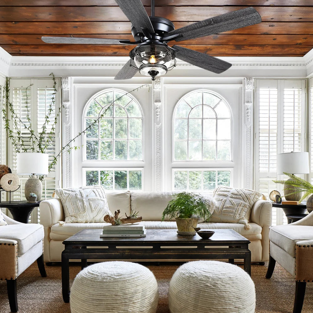 52’’ Modern Outdoor Ceiling Fan with Light & Remote – Reversible Blades & Waterproof Ceiling Lights