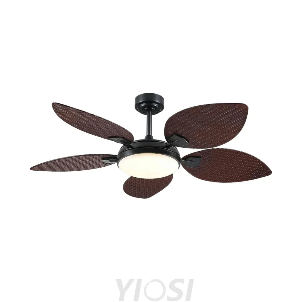 52’’ Tropical Style Outdoor Ceiling Fan with Palm Leaf Blades Dimmable LED & Remote Control Ceiling Lights