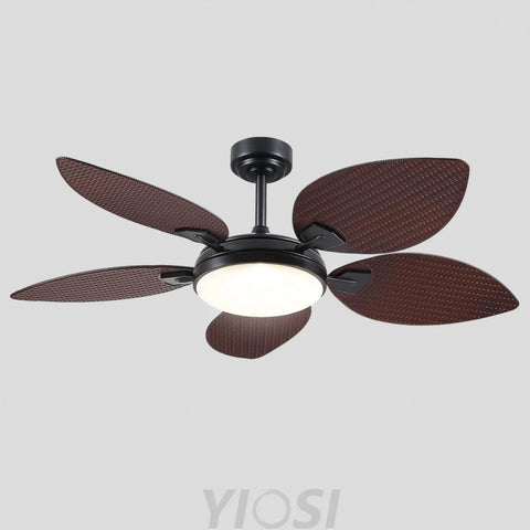 52’’ Tropical Style Outdoor Ceiling Fan with Palm Leaf Blades Dimmable LED & Remote Control Ceiling Lights