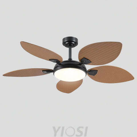52’’ Tropical Style Outdoor Ceiling Fan with Palm Leaf Blades Dimmable LED & Remote Control Ceiling Lights