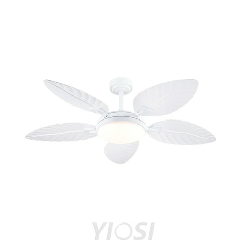 52’’ Tropical Wood Grain Ceiling Fan with Palm Leaf Blades Dimmable LED & Remote Control Ceiling Lights