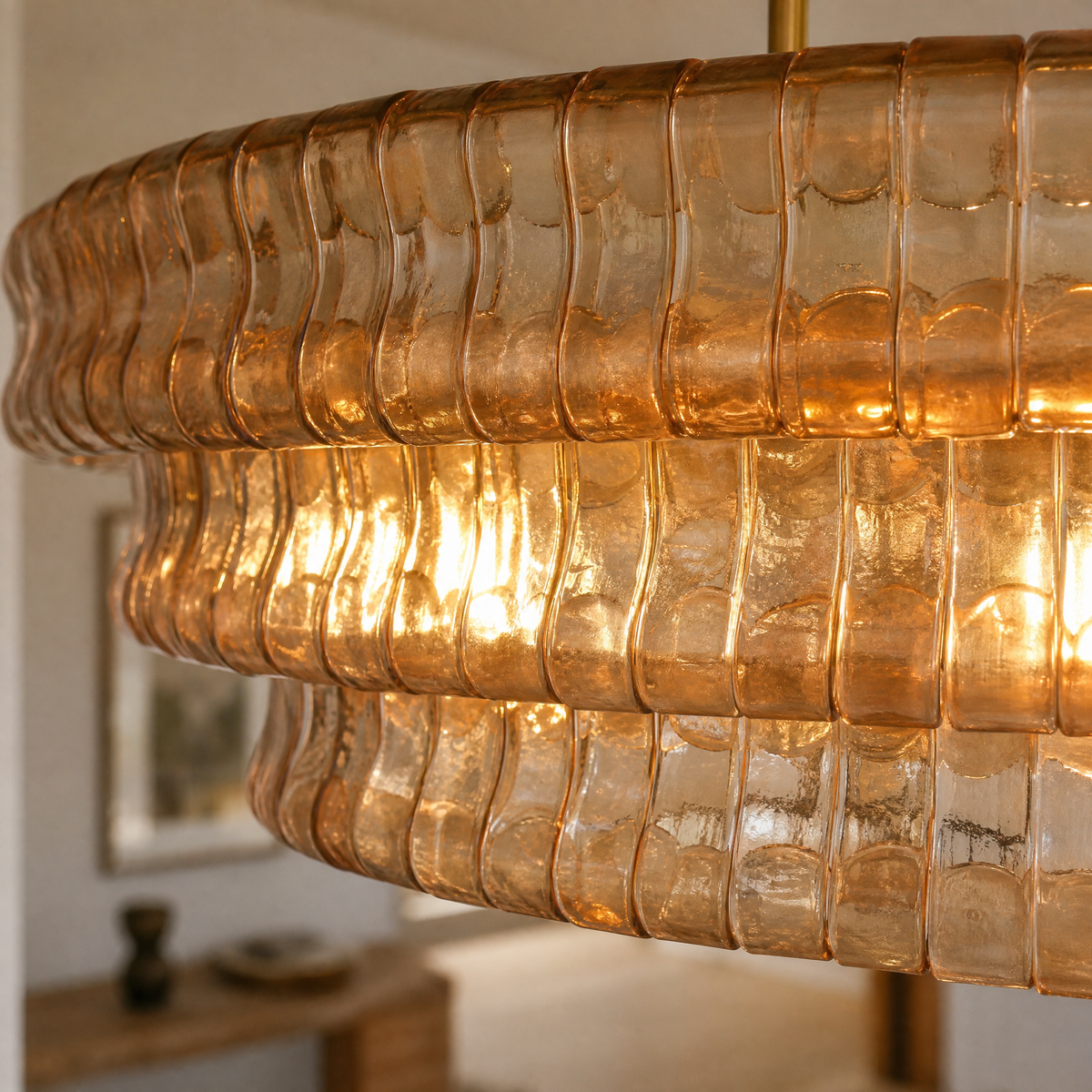 53.7" Hook Plate Glass Linear Dining Chandelier