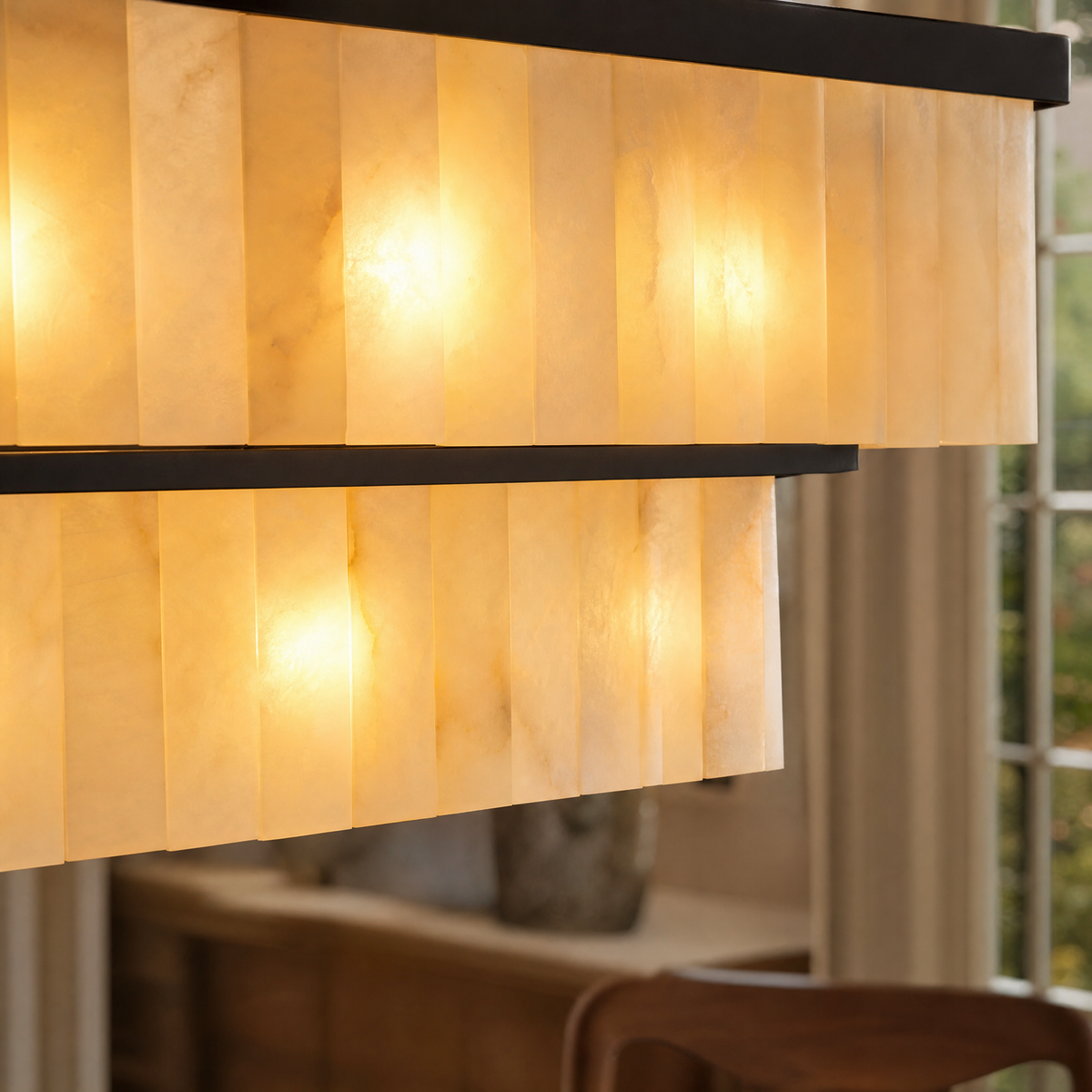 54'' 2-Tier Linear Natural Alabaster Chandelier