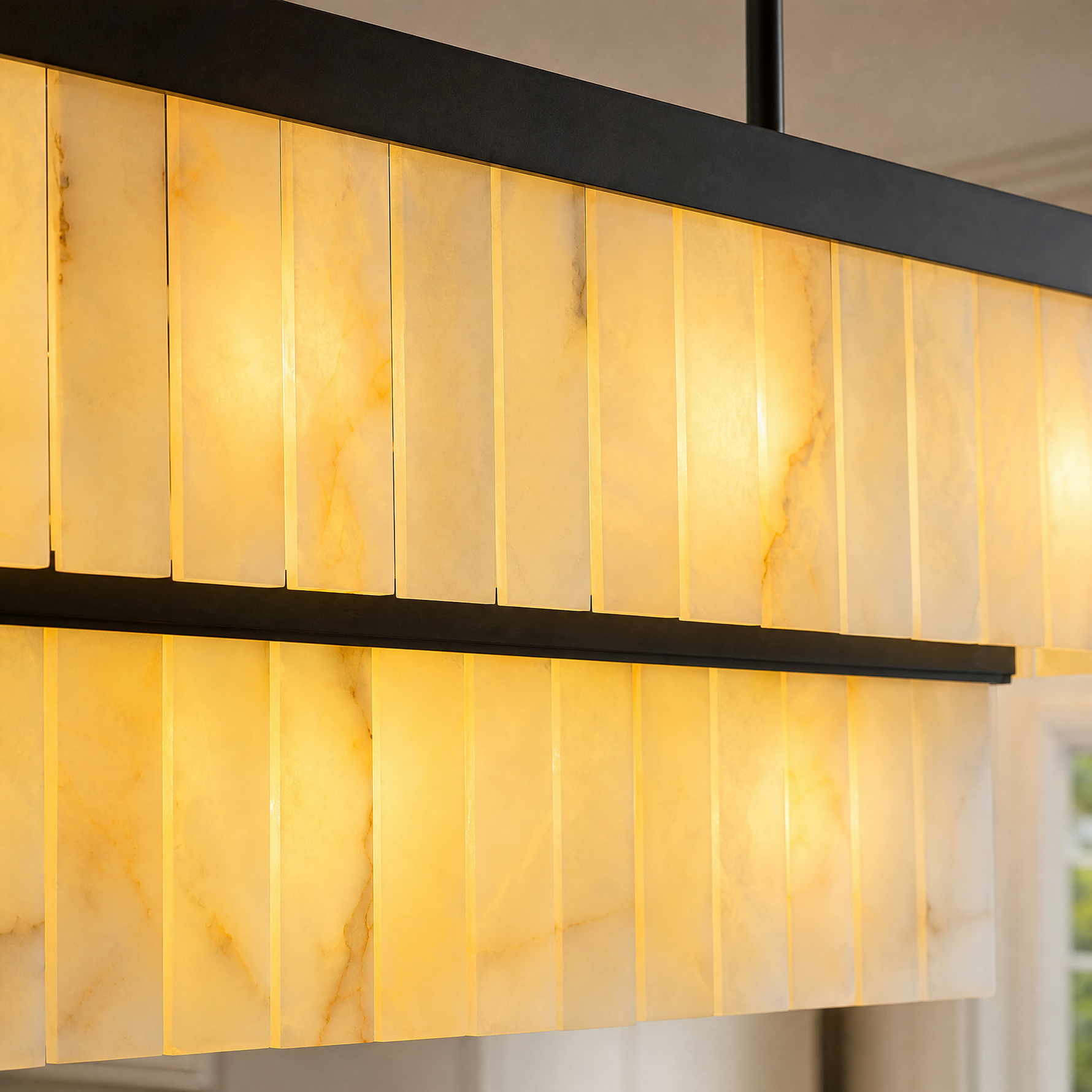 54'' 2-Tier Linear Natural Alabaster Chandelier