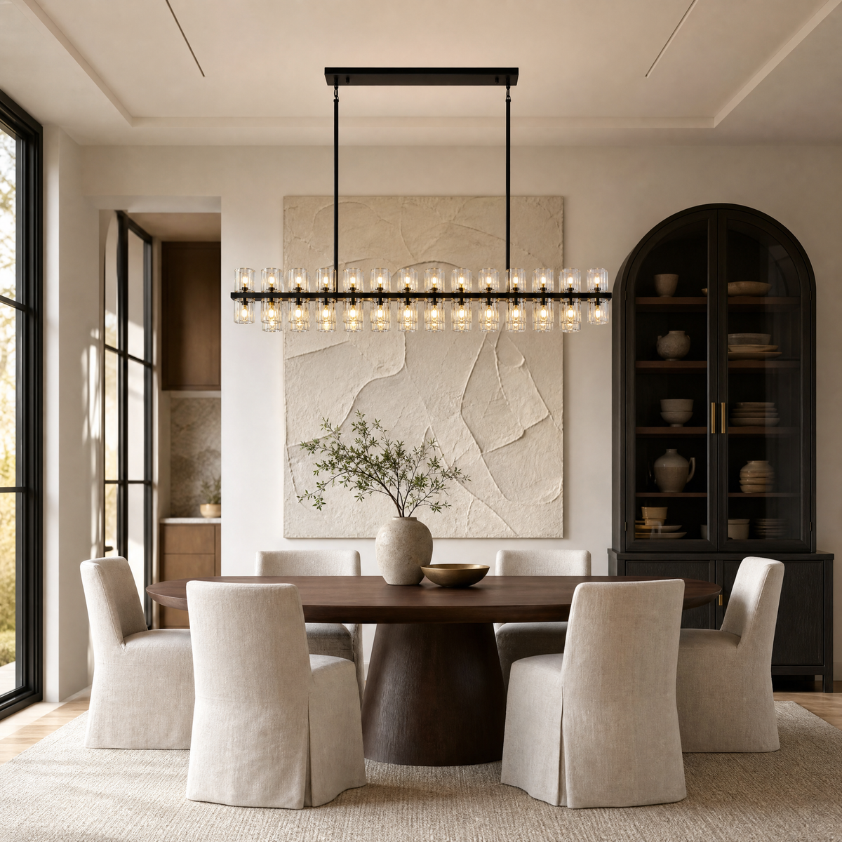 54'' Crystal Black Rectangular Chandelier Light Fixture