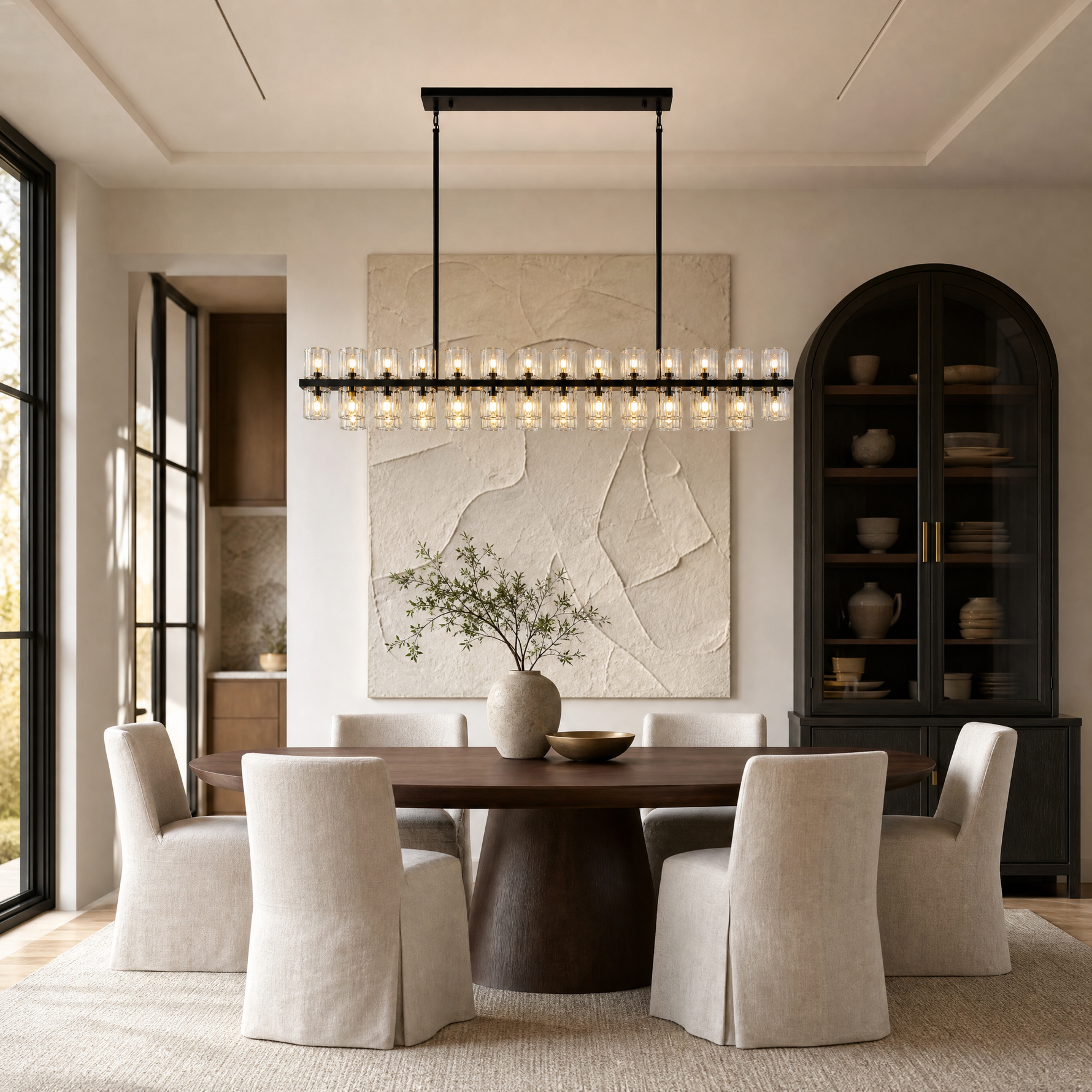 54'' Crystal Black Rectangular Chandelier Light Fixture