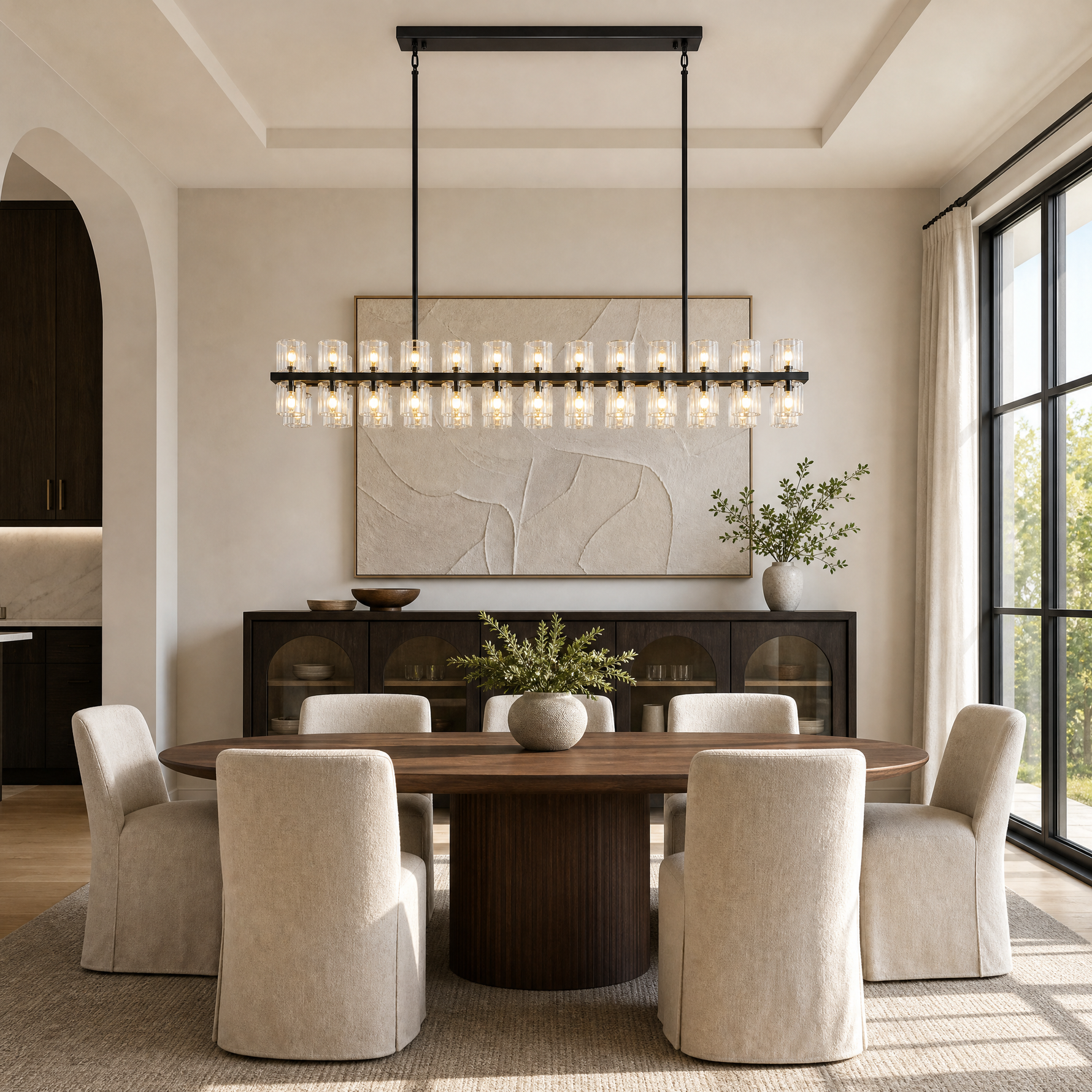 54'' Crystal Black Rectangular Chandelier Light Fixture