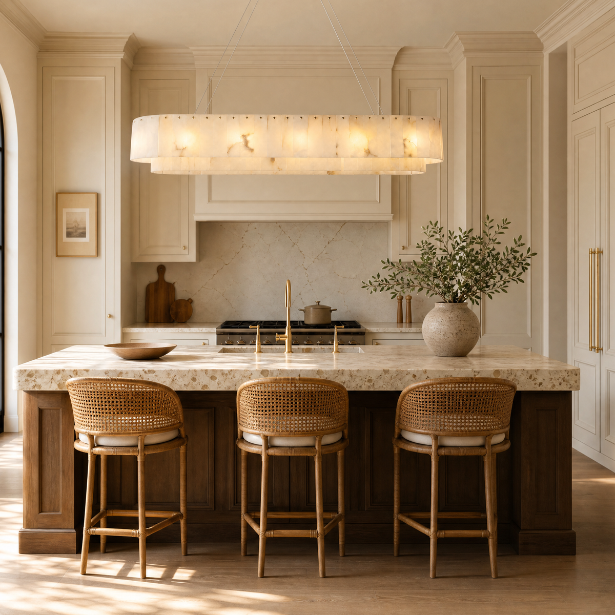 54" Modern Alabaster Linear Chandelier