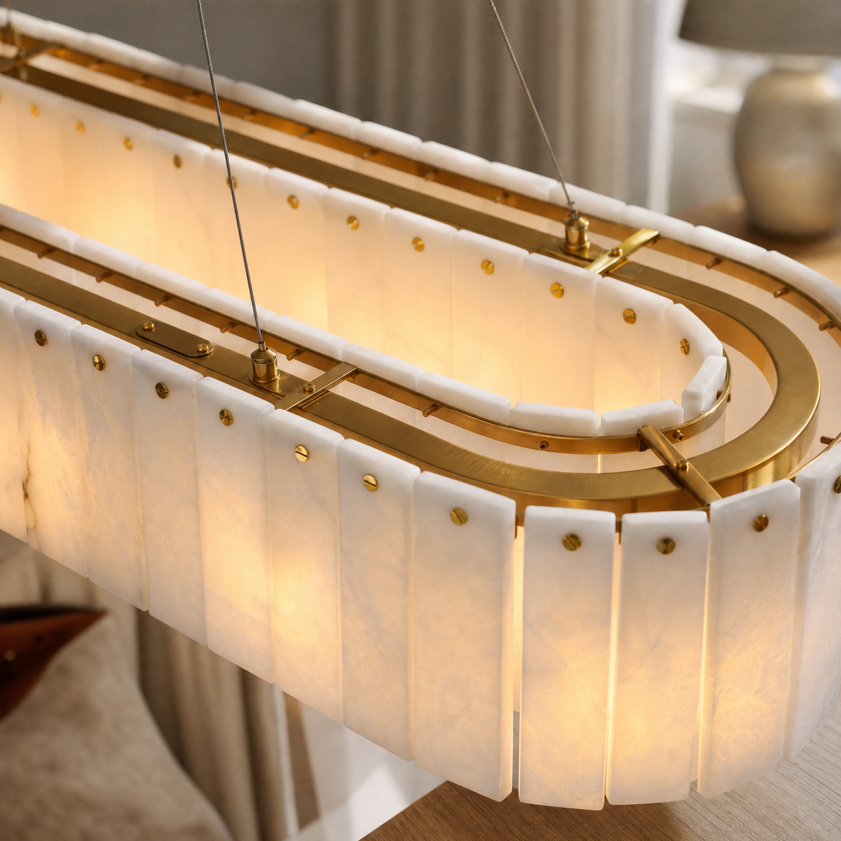 54" Modern Alabaster Linear Chandelier