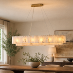 54" Modern Alabaster Linear Chandelier