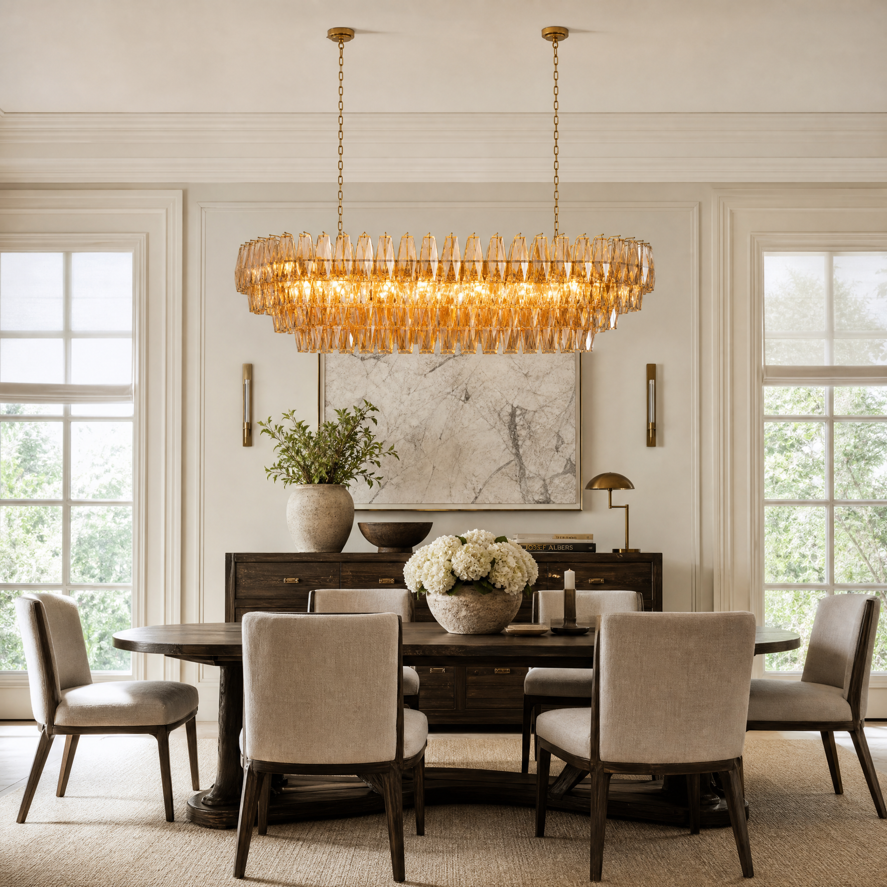 54" Modern Gold Rectangular Chandelier