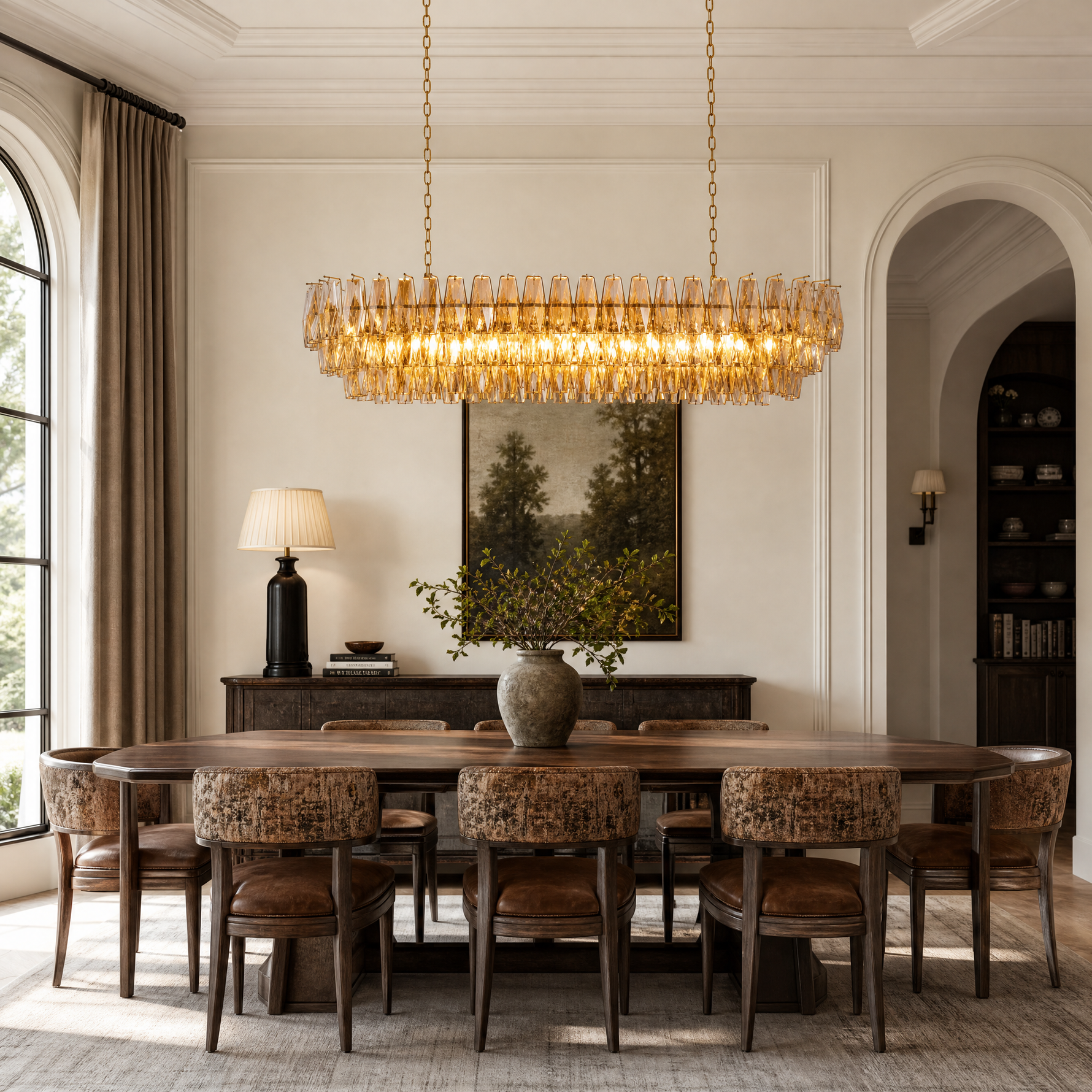 54" Modern Gold Rectangular Chandelier