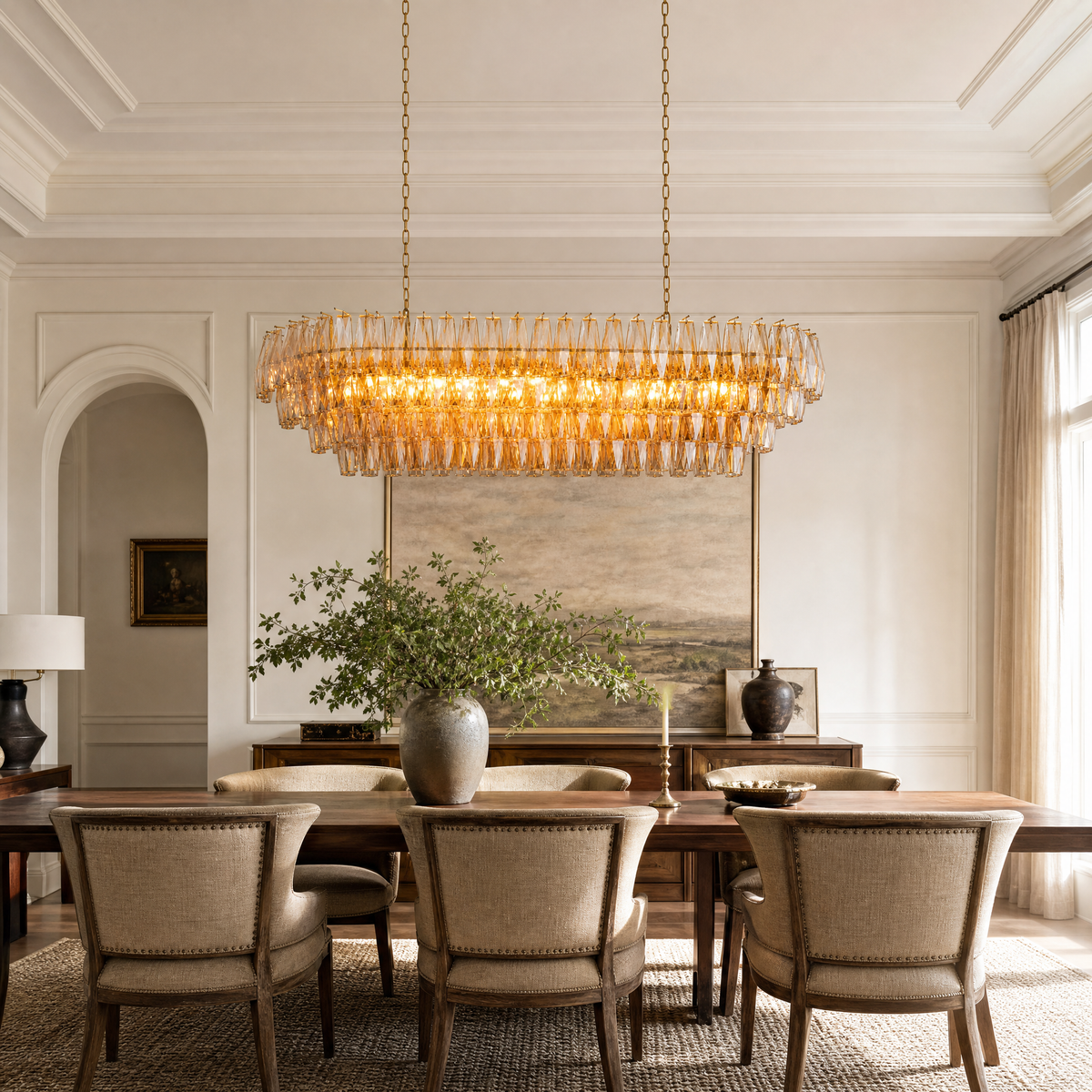 54" Modern Gold Rectangular Chandelier
