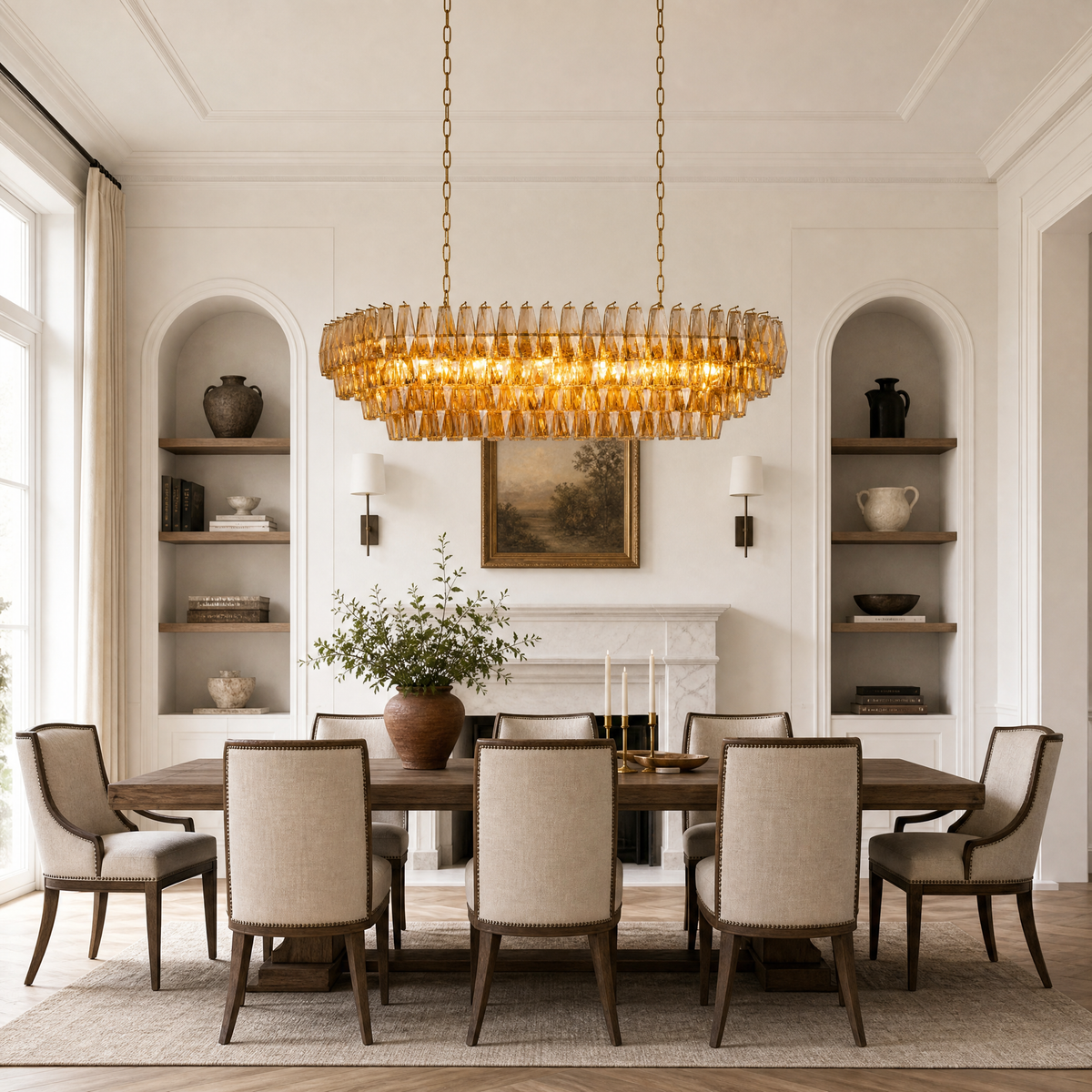 54" Modern Gold Rectangular Chandelier
